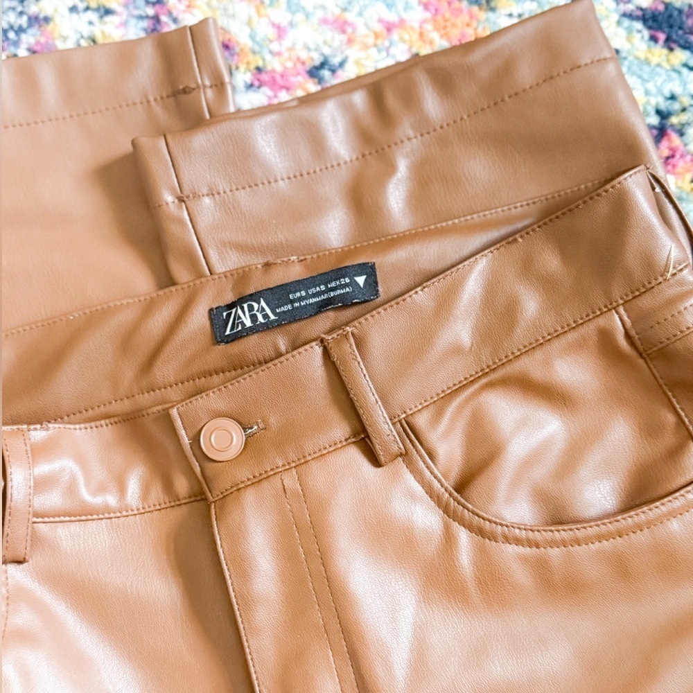 Zara Brown Faux Leather Pants - Picture 10 of 13